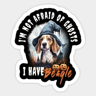 Beagle Dog Ghost Guardian Vintage Halloween Funny Sticker